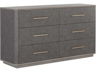 Sunpan Altman 62" Wide 6-Drawers Gray Oak Wood Double Dresser SPN106744