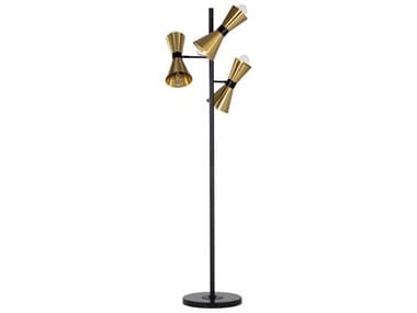 Sunpan Ikon 67" Tall Brass Black Floor Lamp SPN106800