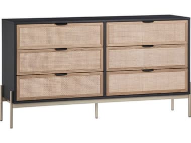 Sunpan Artezia Avida 63" Wide 6-Drawers Oak Wood Double Dresser SPN106837