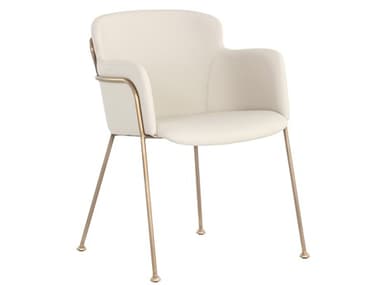 Sunpan Odesa White Faux Leather Arm Dining Chair SPN106887