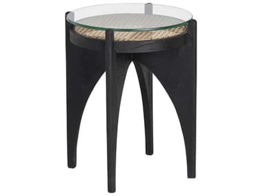 Sunpan Adora 19" Round Glass Clear Black End Table SPN107021