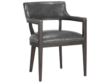 Sunpan Westport Brylea Leather Oak Wood Gray Upholstered Arm Dining Chair SPN107050