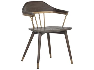 Sunpan Westport Demi Oak Wood Brown Arm Dining Chair SPN107287