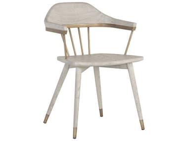 Sunpan Westport Demi Oak Wood Gray Arm Dining Chair SPN107288