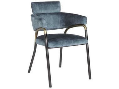 Sunpan Sharqui Blue Fabric Upholstered Arm Dining Chair SPN107310