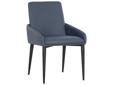 Sunpan Ikon Carlo Blue Arm Dining Chair SPN107434
