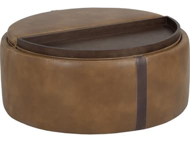 Sunpan Borelli Brown Faux Leather Ottoman SPN107522