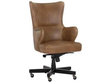 Sunpan 5west Brown Faux Leather Adjustable Swivel Executive Desk Chair SPN107526