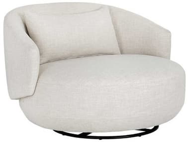 Sunpan Walsh 47" Swivel White Fabric Accent Chair SPN107527