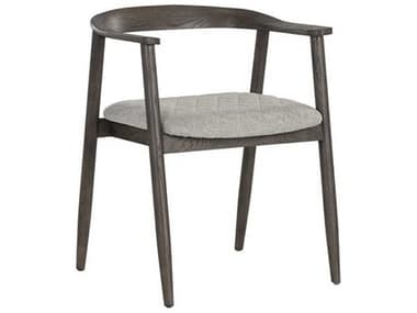 Sunpan Jeremy Oak Wood Gray Upholstered Arm Dining Chair SPN107577