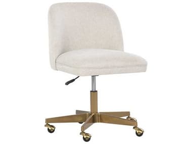 Sunpan Kenna White Upholstered Adjustable Computer Chair SPN107655