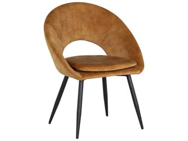 Sunpan Capaldi Nono Tapenade Gold Fabric Upholstered Arm Dining Chair SPN107669