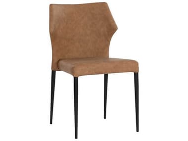 Sunpan James Brown Faux Leather Upholstered Side Dining Chair SPN107685