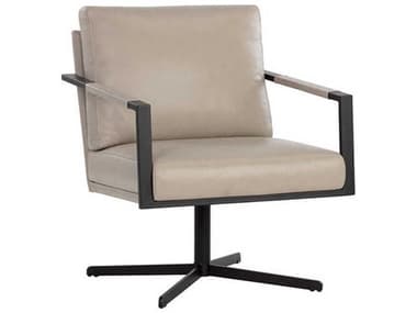 Sunpan Randy 25" Swivel Beige Leather Accent Chair SPN107694