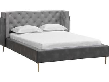 Sunpan Laura Bravo Metal Portabella Gray Upholstered King Platform Bed SPN107754