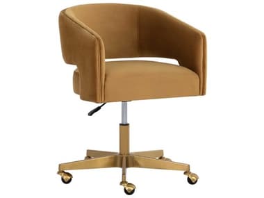 Sunpan Claren Gold Sky Upholstered Adjustable Executive Computer Chair SPN107852