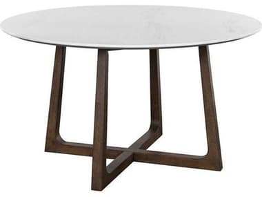 Sunpan Flores 53" Round Marble Brown Dining Table SPN107870