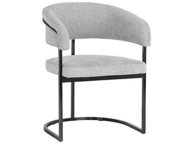 Sunpan Marris Gray Fabric Upholstered Arm Dining Chair SPN107885