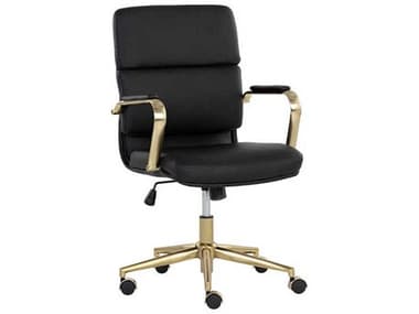 Sunpan Kleo Black Faux Leather Adjustable Computer Office Chair SPN107979