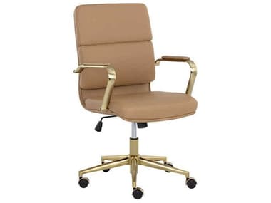 Sunpan Kleo Brown Faux Leather Adjustable Computer Office Chair SPN107980