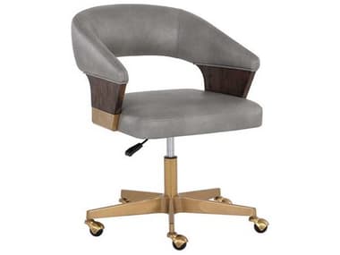 Sunpan Leonce Gray Faux Leather Adjustable Computer Chair SPN108157