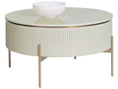Sunpan Paloma 33" Round Wood High Gloss Cream Coffee Table SPN108335