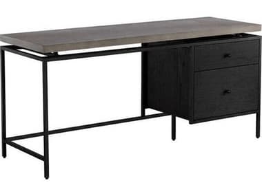 Sunpan Mixt 63" Grey Black Pine Wood Secretary Desk SPN108645