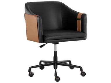 Sunpan Carter Napa Black Faux Leather Adjustable Computer Chair SPN108757