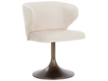 Sunpan Simone White Fabric Upholstered Arm Dining Chair SPN108761