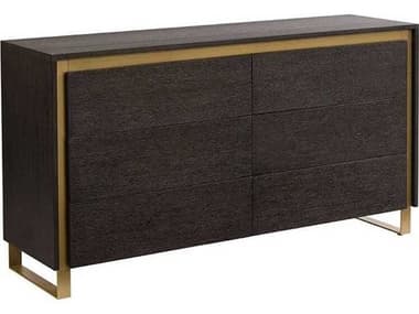 Sunpan Alvaro 63" Wide 6-Drawers Gray Oak Wood Double Dresser SPN108813
