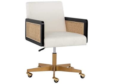 Sunpan Claudette Linoso Ivory Upholstered Adjustable Computer Chair SPN108839