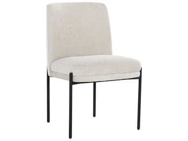 Sunpan Richie White Fabric Upholstered Side Dining Chair SPN108860