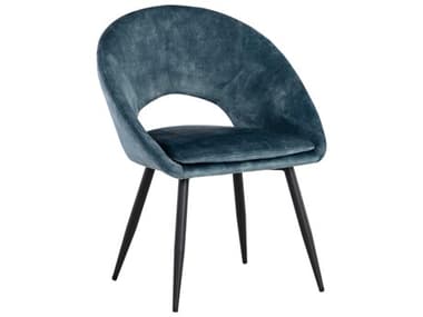 Sunpan Capaldi Blue Fabric Upholstered Arm Dining Chair SPN108972