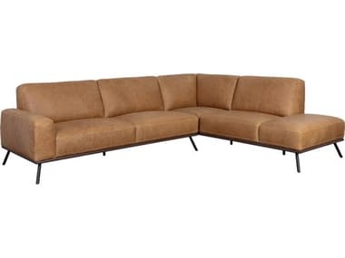 Sunpan Brandi 117" Camel Leather Brown Upholstered Sofa SPN109021