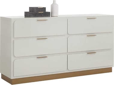 Sunpan Jenkins 66" Wide 6-Drawers White Poplar Wood Double Dresser SPN109102