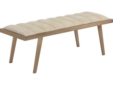 Sunpan Farley 47" Bravo Cream Faux Leather Upholstered Accent Bench SPN109172