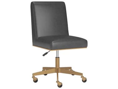 Sunpan Dean Black Leather Adjustable Computer Office Chair SPN109204