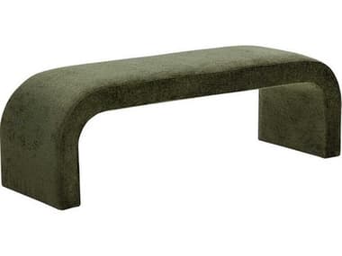 Sunpan Nahara 60" Bergen Olive Green Fabric Upholstered Accent Bench SPN109216
