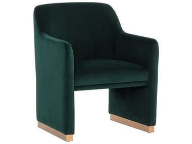 Sunpan Jaime Green Fabric Upholstered Arm Dining Chair SPN109262