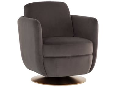 Sunpan Gilley 28" Swivel Brown Fabric Accent Chair SPN109311