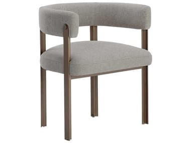 Sunpan Mae Gray Fabric Upholstered Arm Dining Chair SPN109377