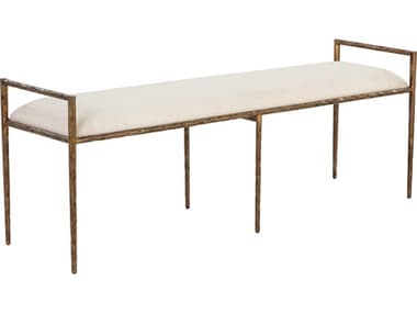 Sunpan Esai 59" Zenith Alabaster White Fabric Upholstered Accent Bench SPN109541