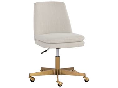 Sunpan Berget White Upholstered Adjustable Computer Office Chair SPN109793