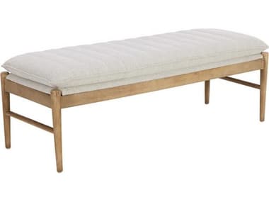 Sunpan Lance 53" Natural Mina Ivory Fabric Upholstered Accent Bench SPN109903