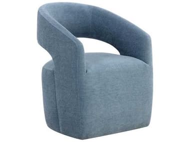 Sunpan 5west Blue Fabric Upholstered Arm Dining Chair SPN109918