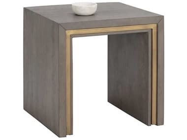 Sunpan Hilbert 22" Square Wood Grey End Table SPN110029