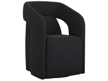 Sunpan Kendrick Black Fabric Upholstered Arm Dining Chair SPN110033