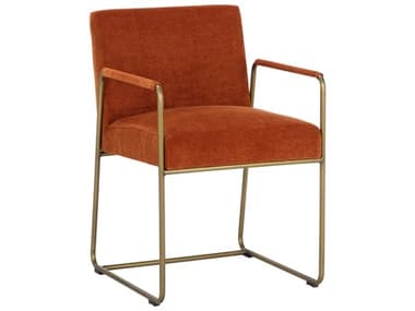 Sunpan Balford Orange Fabric Upholstered Arm Dining Chair SPN110065
