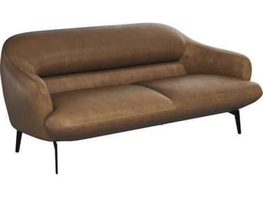 Sunpan Armani 87" Cognac Leather Brown Upholstered Sofa SPN110089