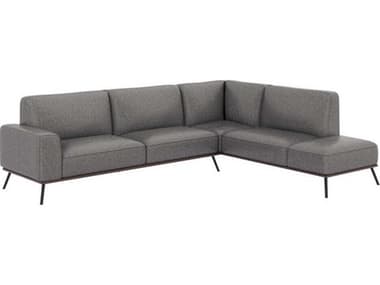 Sunpan Brandi 117" Wide Gray Leather Upholstered Sectional Sofa with RAF Chaise SPN110093